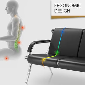 Leadzm Waiting Room Chairs with Arms - PU Leather Lobby Bench Seating