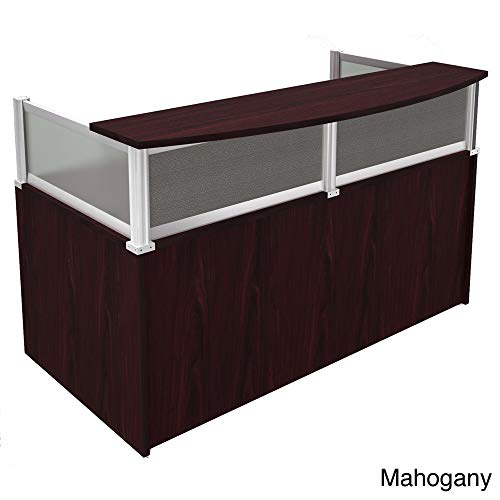 Boss Office Products Plexiglass Reception Desk, Mahogany