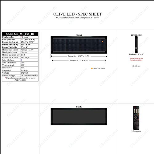 OLIVE LED Sign 3Color, RBP, P20, 15"x53" IR Programmable Scrolling Outdoor Message Display Signs EMC - Industrial Grade Business Ad Machine.