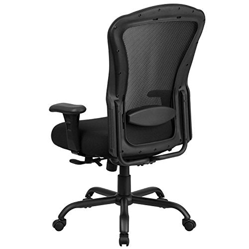 Flash Furniture HERCULES Series 24/7 Intensive Use Big & Tall 400 lb. Rated Black Mesh Multifunction Swivel Chair with Synchro-Tilt