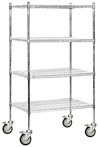Salsbury Industries Mobile Wire Shelving Unit, 36-Inch Wide by 80-Inch High by 24-Inch Deep, Chrome
