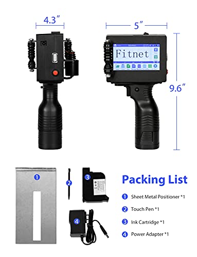 Portable Handheld Inkjet Printer with 4.3 Inch HD LED Touch Screen Intelligent Upgraded Inkjet Coding Machine Quick-Drying Labeler for Date Logo Barcode Number QR Code on Bottle, Support 20 Languages