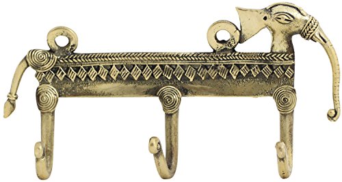 SouvNear Decorative Triple Hook Metal Rack Holder Antique Look Elephant Tales Rare & Unique Elephant Decor Art