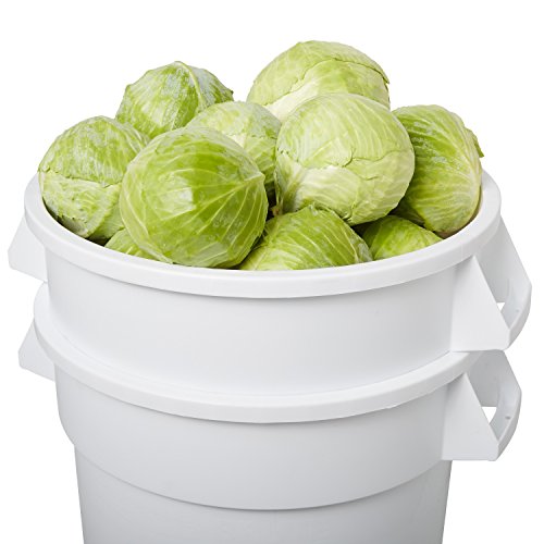 Rubbermaid Commercial Products Brute Greenskeeper Food Container with Lid, Dolly and Drain, 20G, White, for Commercial Kitchen Produce