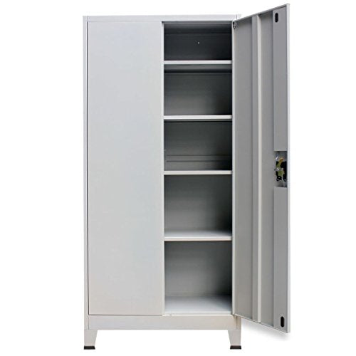 Office Furniture Gray Steel Office Filing Cabinet Organizer with 2 Doors,Lockable File Ccabinet with 4 Adjustable Shelves,3-Point Locking System with 2 Keys