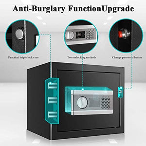 US STOCK 1.0 Cub Safe Cabinet Security Box, Digital Combination Lock Safe with Keypad LED Indicator, for Cash Money Jewelry Guns Cabinet (Black)