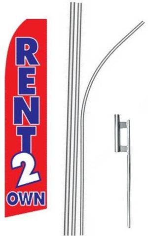 (3) three RENT 2 OWN RENT TO OWN 15' Swooper #4 Feather Flags KIT