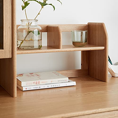 XIANGGUI 1983 Computer Table with Bookshelf and Drawers - Modern Oak Desk for Home Office and Study Room