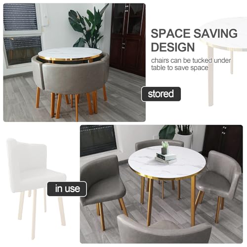Generic 5-Piece Round Dining Room Table and Chairs Set for 4, Dark Grey