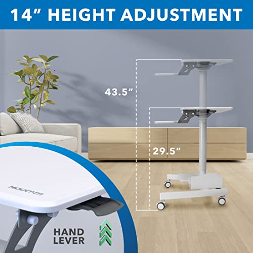 Mount-It! Mobile Computer Cart with Height Adjustment and Storage Area
