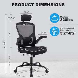 Flysky Ergonomic Office Desk Chair 6Pack - Mesh Home Office Desk Chairs with Lumbar Support & 3D Adjustable Armrests