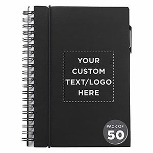 Spiral Notebooks with Elastic Closure (- Custom - Black, • 50 notebooks)