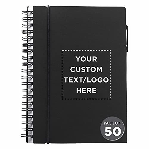 Spiral Notebooks with Elastic Closure (- Custom - Black, • 50 notebooks)
