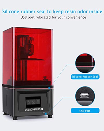 ELEGOO Mars Pro MSLA 3D Printer UV Photocuring LCD 3D Printer with Matrix UV LED Light Source, Built-in Activated Carbon,Off-Line Print 4.53in(L) x 2.56in(W) x 5.9in(H) Printing Size (Renewed)