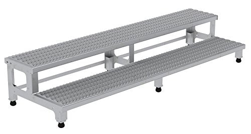 Vestil Stainless Steel Adjustable Step Mate Stand 2 Step 500 Lb. Capacity Silver