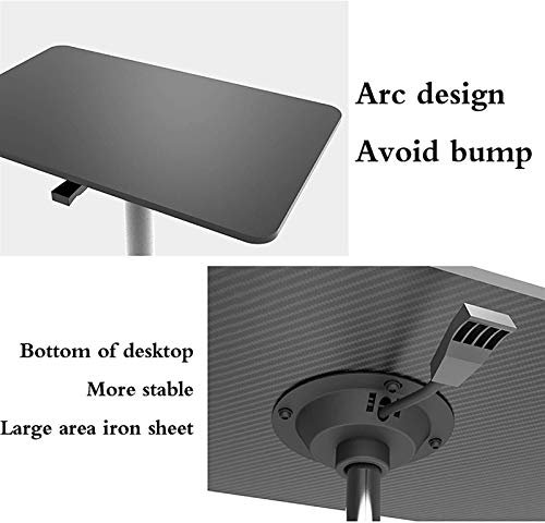 Machinery Parts Mobile Height Adjustable Laptop Stand Desk Rolling Cart -L (Color: Heighten)