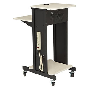 Oklahoma Sound PRC200 Premium Presentation Cart, Ivory Woodgrain/Black, 18"x40.5"x30