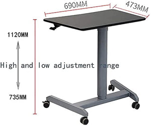 None Mobile Standing Desk Laptop Stand Lectern Workstation with Wheels - Height Adjustable - Black