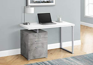 Monarch Specialties Laptop/Writing Floating Desktop-3 Storage Drawers-Left or Right Setup-Home Office Computer Desk, 48" L, White Top/Grey Concrete-Look