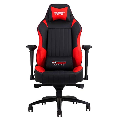 GT OMEGA EVO XL Racing Gaming Chair with Lumbar Support - Heavy Duty Ergonomic Office Desk Chair with 4D Adjustable Armrest & Recliner - PVC Leather Esport Seat for Racing Console - Black & Red