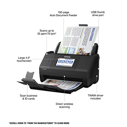 Epson Workforce ES-580W Wireless Color Duplex Desktop Document Scanner (Renewed)