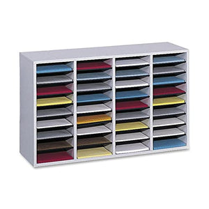 Safco Products Wood Adjustable Literature Organizer, 36 Compartment 9424GR, Gray, Durable Construction, Removable Shelves, Stackable