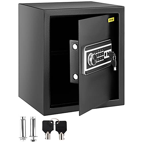 VEVOR Security Safe 1.7 Cubic Feet Electronic Safe with Fingerprint Lock 48L Digital Safe Box with Two Override Keys Fireproof Safe Carbon Steel for Home Hotel Restaurant and Office