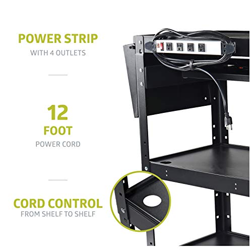 Pearington Rolling AV Cart with Drop Leaves and Adjustable Shelves