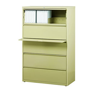 Office Dimensions Commercial Grade 36" Wide 5 Drawer Lateral File Cabinet with Posting Shelf, Putty