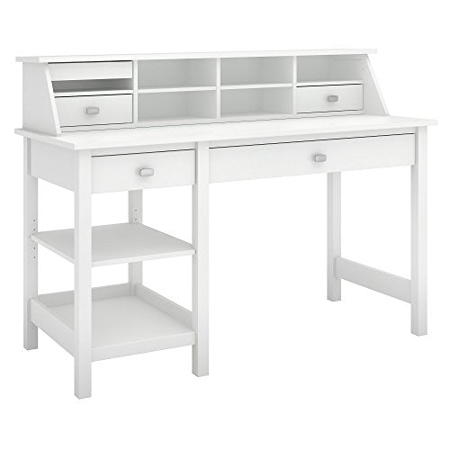 Broadview Computer Desk with Open Storage and Desktop Organizer