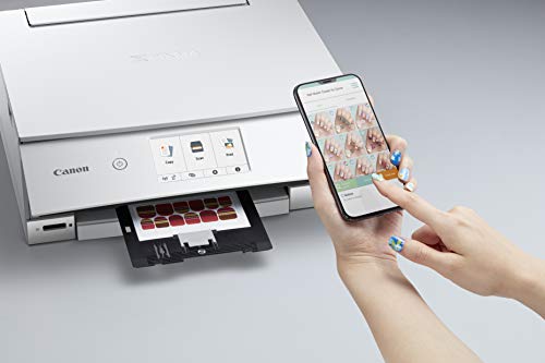 Canon TS8320 All In One Wireless Color Printer, Copier, Scanner, Home Inkjet Printerwith Mobile Printing, White, Works with Alexa