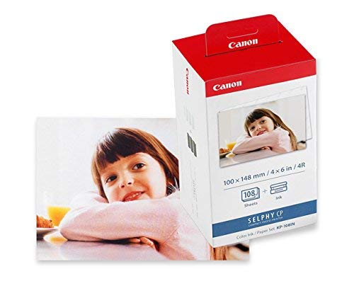Canon SELPHY CP1300 Wireless Compact Photo Printer with AirPrint and Mopria Device Printing, with Canon KP108 Paper and Black Hard case to fit All Together (Black)