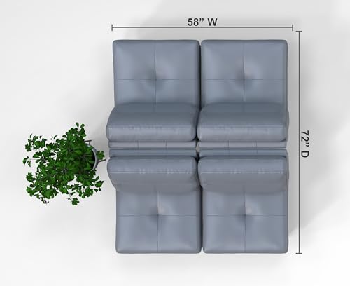 BREAKtime 4 Person Waiting Reception Lounge Chairs Set - Model 8145 4pc - Graphite Gray Leather