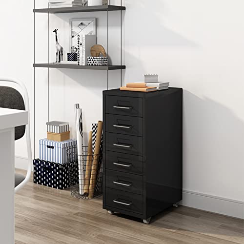 6 Drawer Mobile File Cabinet Vertical Filing Cabinet Organizer (Color: B)