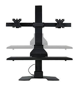 Mount-It! Electric Standing Desk Converter, Motorized Sit Stand Desk with Dual Monitor Mount and iPhone/Tablet Slot, Ergonomic Height Adjustable Workstation, Black (MI-7952)