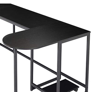 QWERTY Computer Desk, Industrial Corner Writing Desk with Stand, Gaming Table Workstation Desk for Home Office(Black) Study Writing Desk
