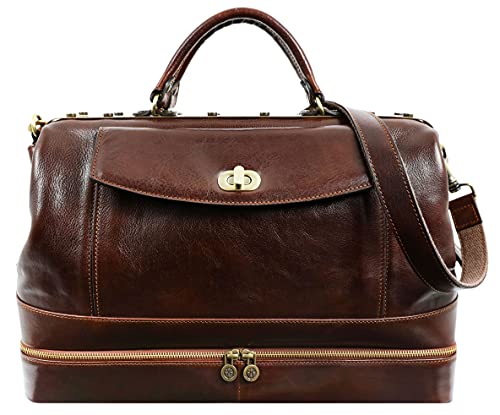 Leather Doctor Bag Purse Medical Briefcase Vintage Brown Handbag - Time Resistance (Brown)