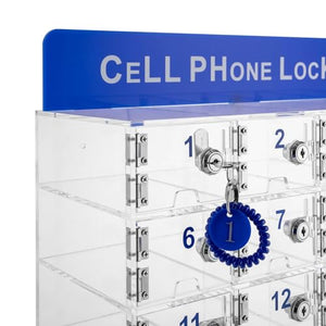 Banborba Clear Cell Phone Locker with Keys, 30 Slots - Wall Mounted Acrylic Storage Cabinet