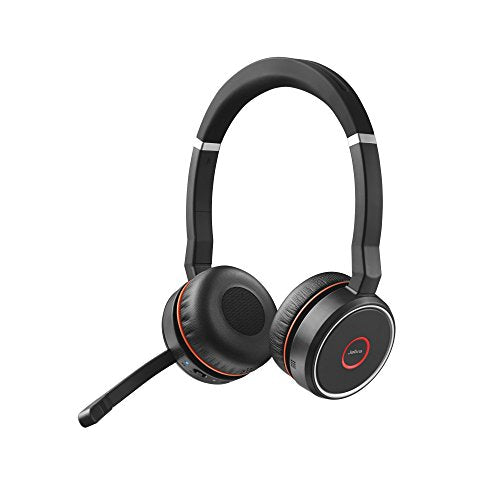 Global Teck Worldwide Jabra Evolve 75 Bluetooth Headset UC Bundle with ANC, Wall Charger, USB Dongle - Compatible with Zoom, Webex, Softphones