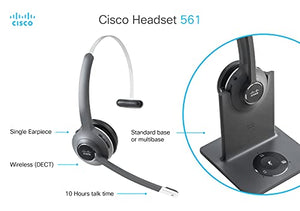 Cisco Wireless Single On-Ear Headset 561 with Standard Base, Charcoal