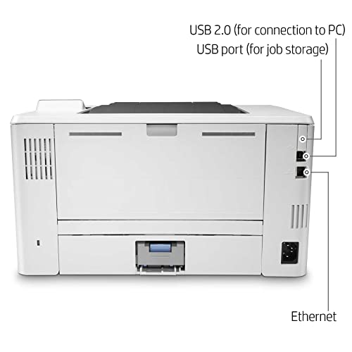 HP Laserjet Pro M404 n Black and White Single-Function Wired Laser Printer, White - Print only - 2-line LCD Display, 40 ppm, 4800 x 600 dpi, Ethernet, Hi-Speed USB