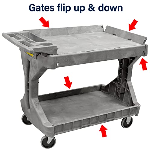 Akro-Mils ProCart Heavy Duty 2 Tier Rolling Utility Cart, 400 lb Capacity, Gray