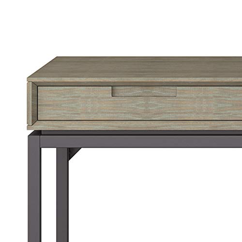 SIMPLIHOME Banting SOLID WOOD and Metal Modern Industrial 72 inch Wide Home Office Desk, Writing Table, Workstation, Study Table Furniture in Distressed Grey with 2 Drawerss