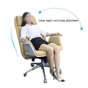 FMOGE Office Desk Chair Simple Boss Chair Office Chair, Leather Conference Computer Chair, Ergonomic Desk Chair, Liftable Reclining Home Chair (Color : Genuine Leather-Black)