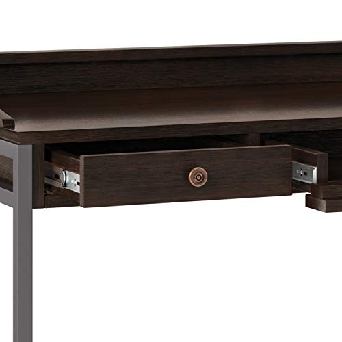 SIMPLIHOME Ralston SOLID WOOD and Metal Modern Industrial 60 inch Wide Home Office Desk, Writing Table, Workstation, Study Table Furniture in Distressed Hickory Brown with 2 Drawerss