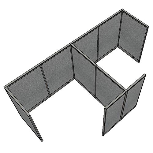 G GOF Double 2 Person Workstation Cubicle (12'D x 6'W) - 60" H, Grey