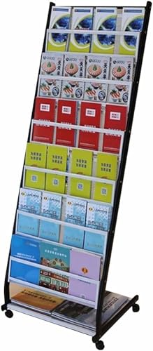 ESASAM Large Black Metal Brochure Rack with Rollers