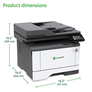 Lexmark MB3442adw Multifunction Monochrome Laser Printer with Print, Copy, Fax, Scan and Wireless Capabilities with Full-Spectrum Printing and Printers up to 42 ppm (29S0350), Gray/White, Small