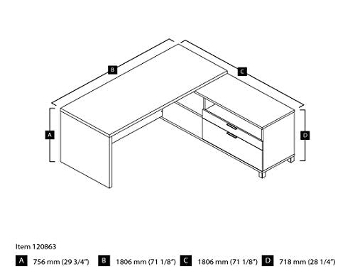 Bestar Pro-Linea L-Desk, Bark Grey