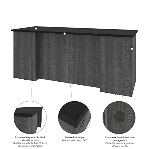 Bestar Norma 71W U or L-Shaped Desk in Black & Bark Gray